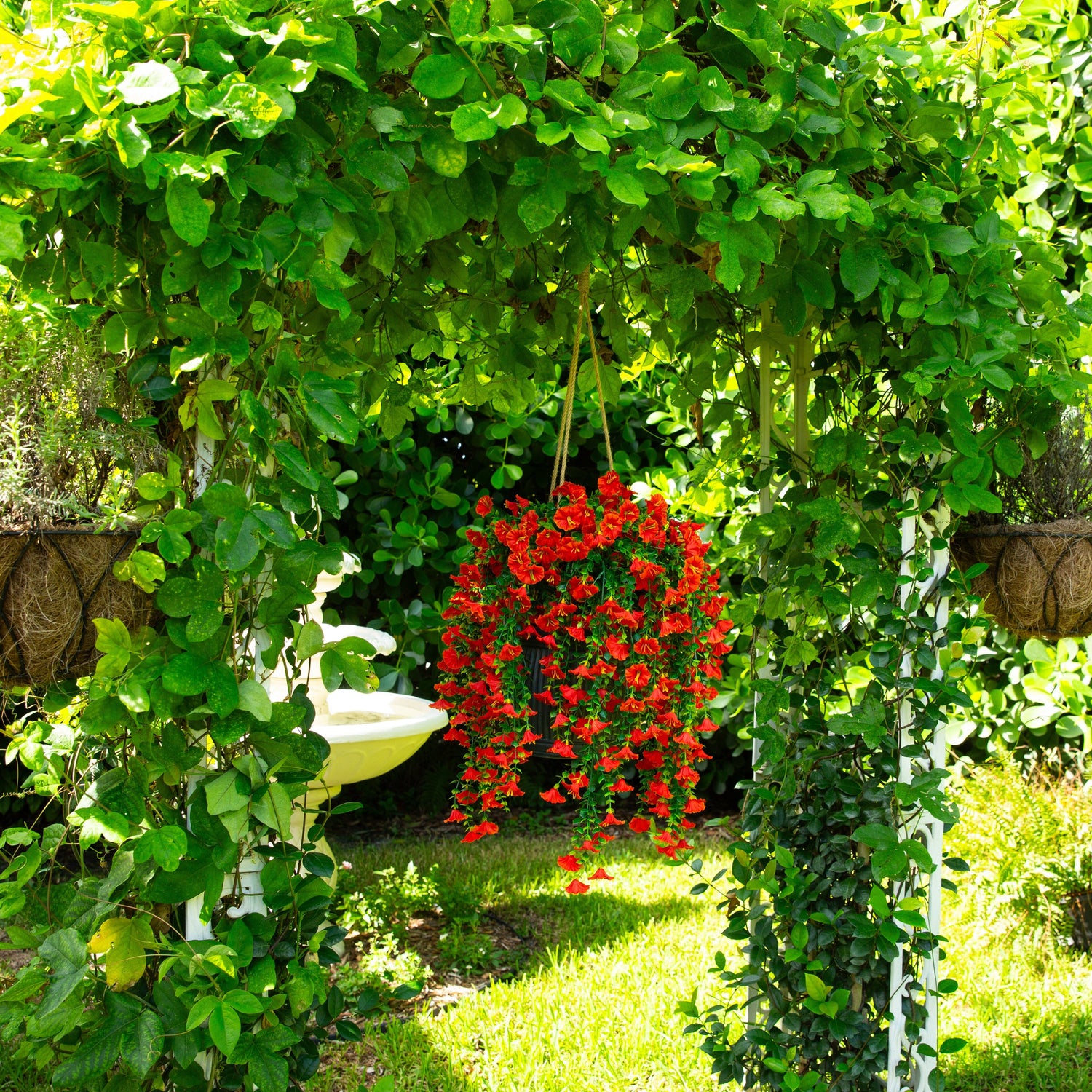 30" UV Resistant Artificial Morning Glory Hanging Plant (Indoor/Outdoor) - Set of 6