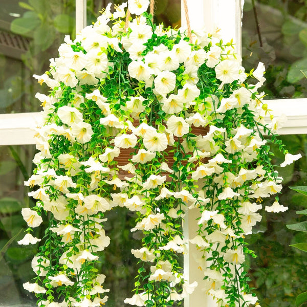 30" UV Resistant Artificial Morning Glory Hanging Plant (Indoor/Outdoor) - Set of 6
