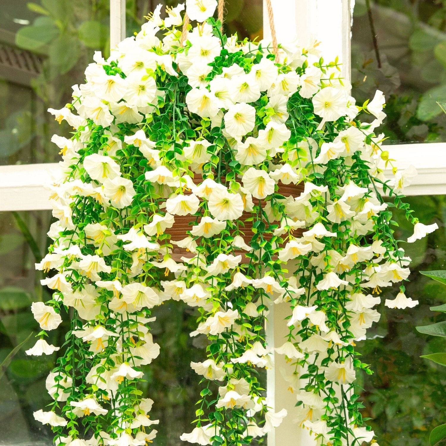 30" UV Resistant Artificial Morning Glory Hanging Plant (Indoor/Outdoor) - Set of 6