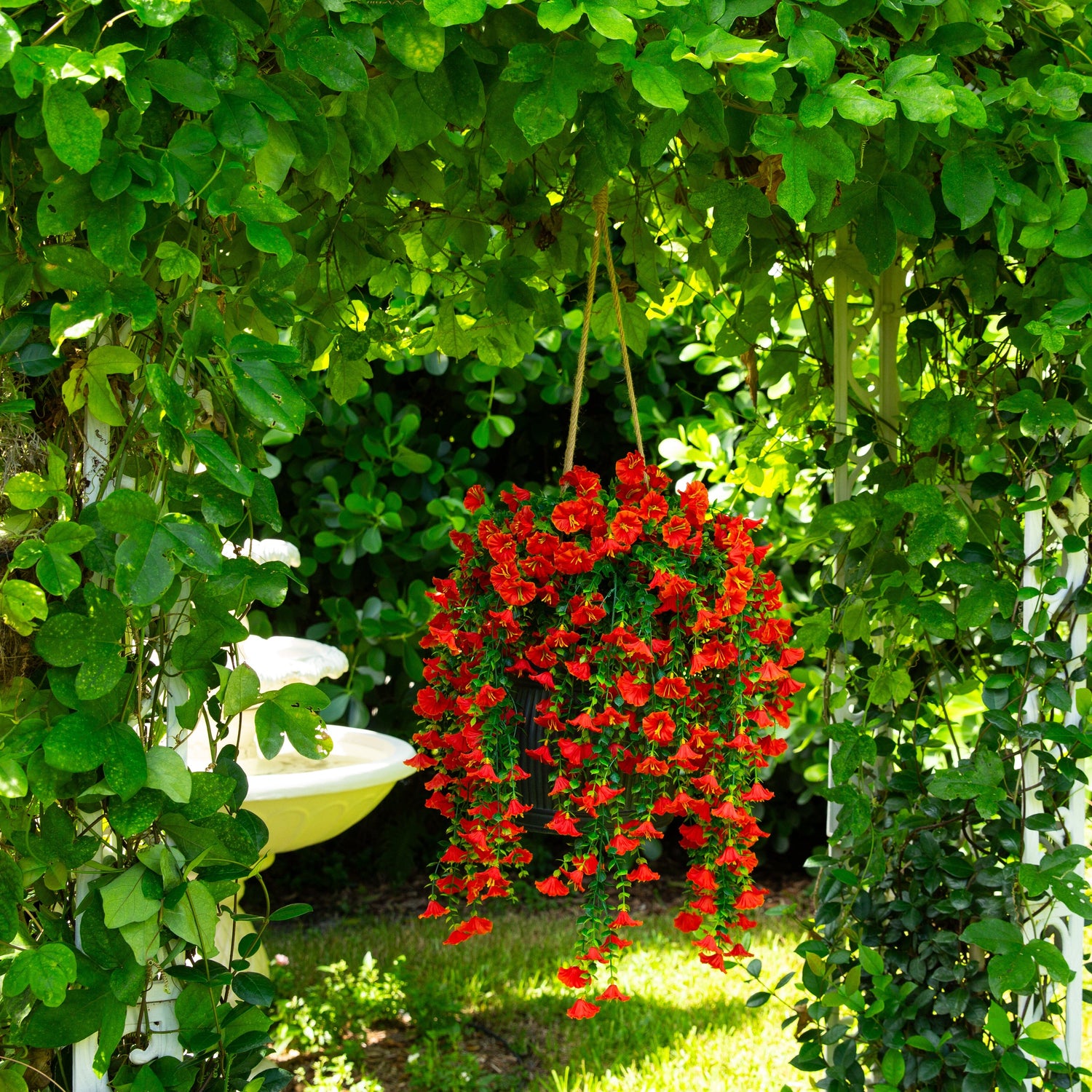 30" UV Resistant Artificial Morning Glory Hanging Plant (Indoor/Outdoor) - Set of 6