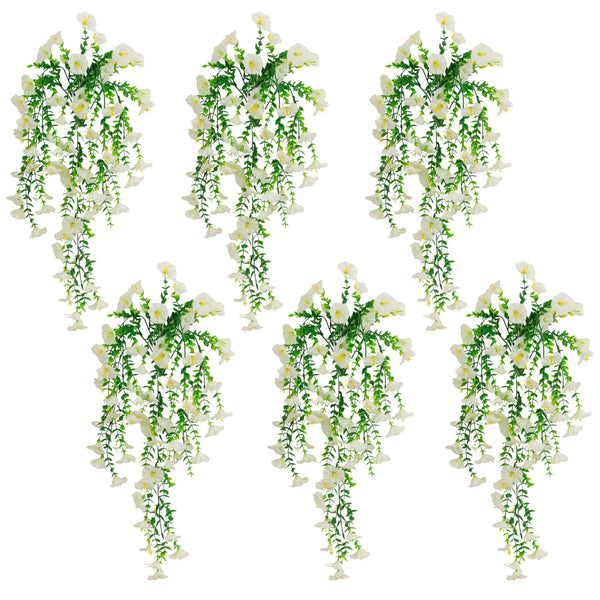 30" UV Resistant Artificial Morning Glory Hanging Plant (Indoor/Outdoor) - Set of 6