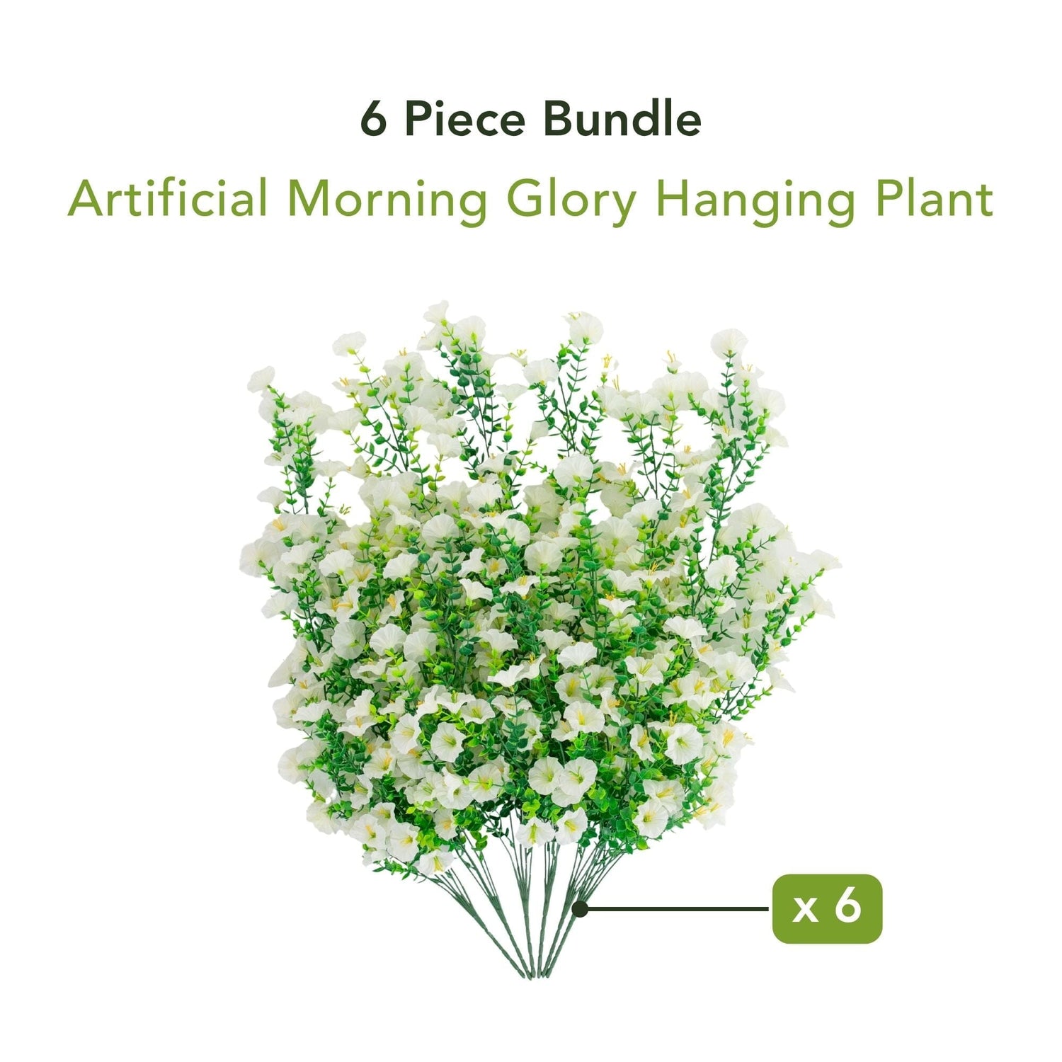 30" UV Resistant Artificial Morning Glory Hanging Plant (Indoor/Outdoor) - Set of 6