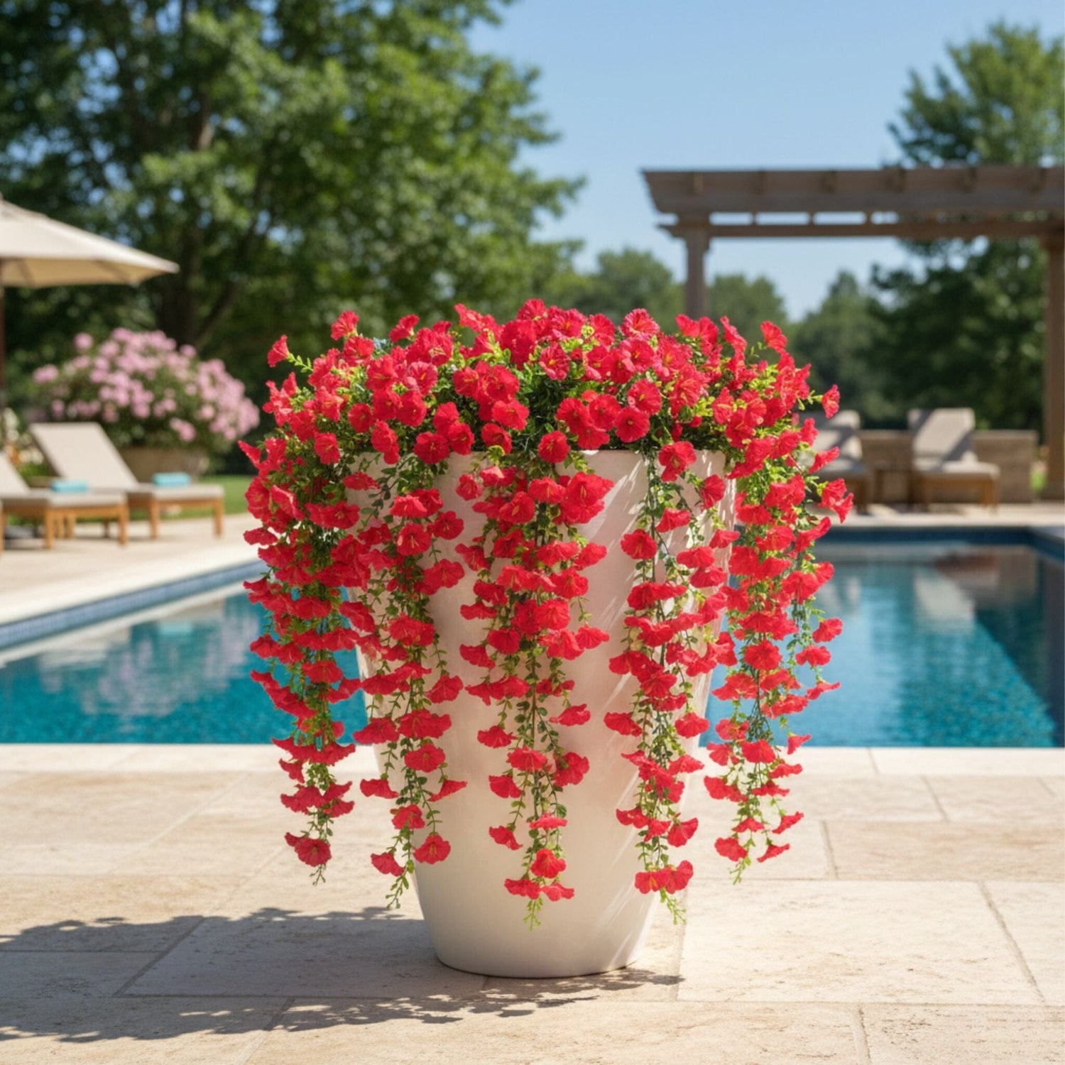 30" UV Resistant Artificial Morning Glory Hanging Plant (Indoor/Outdoor) - Set of 6