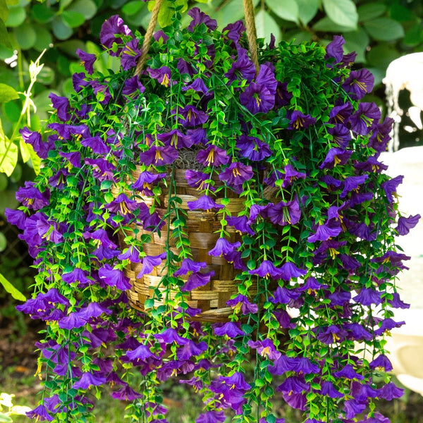 30" UV Resistant Artificial Morning Glory Hanging Plant (Indoor/Outdoor) - Set of 6