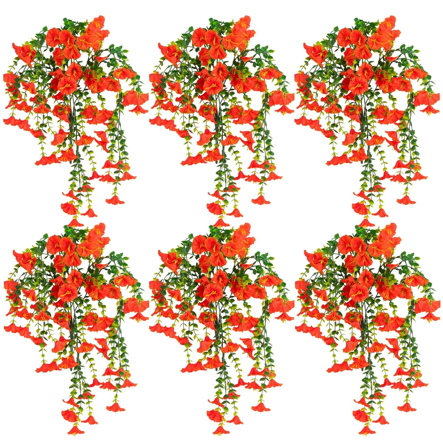 30" UV Resistant Artificial Morning Glory Hanging Plant (Indoor/Outdoor) - Set of 6