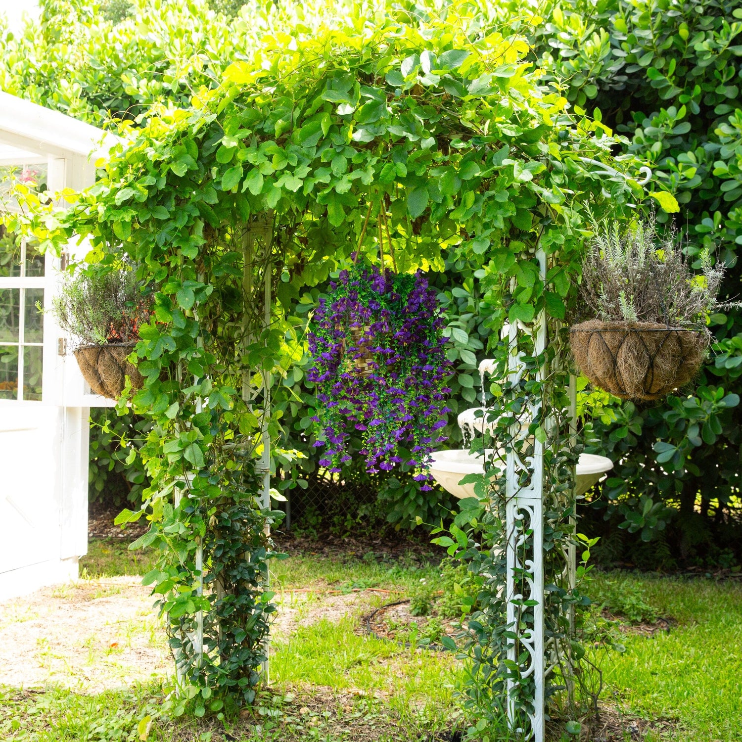 30" UV Resistant Artificial Morning Glory Hanging Plant (Indoor/Outdoor) - Set of 6