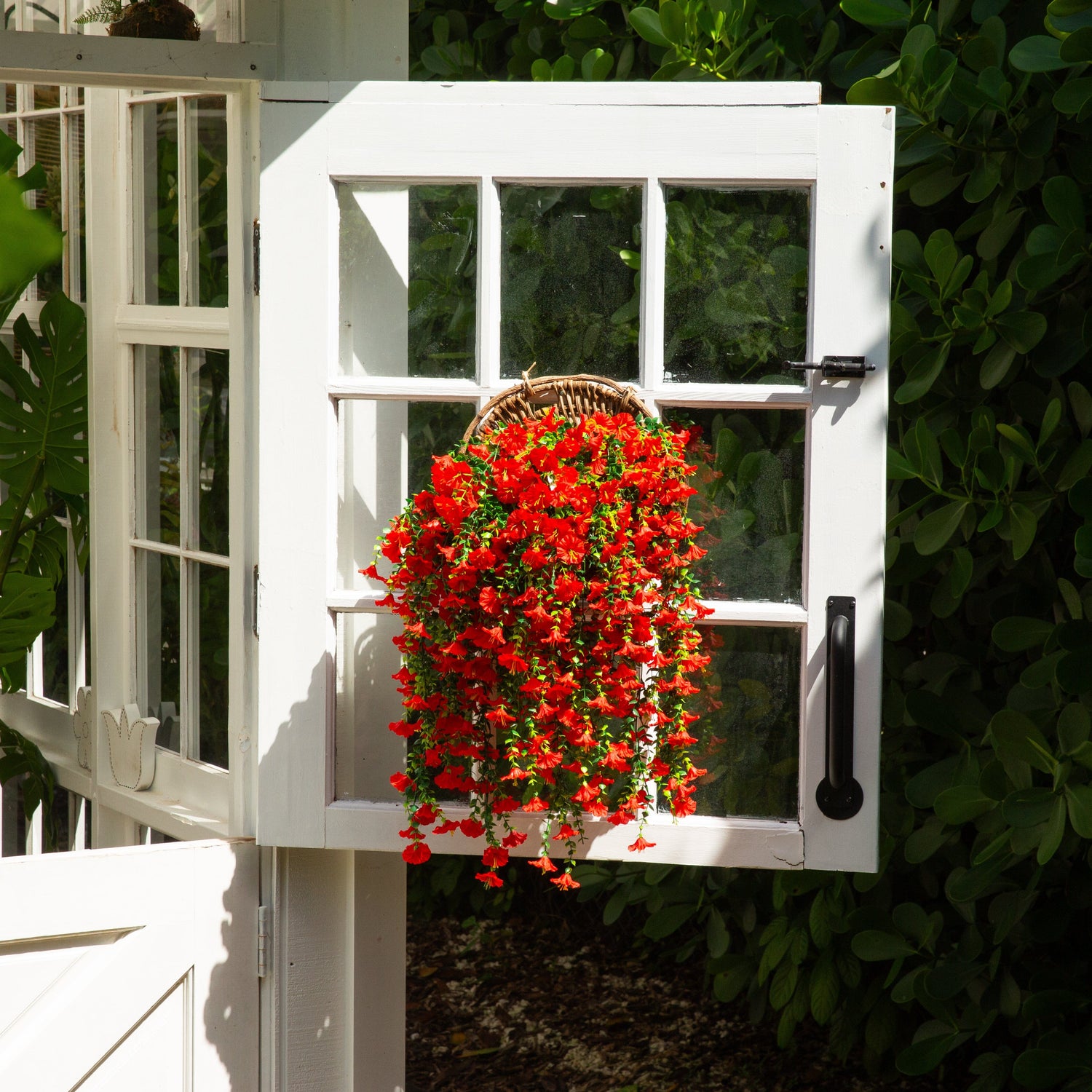 30" UV Resistant Artificial Morning Glory Hanging Plant (Indoor/Outdoor) - Set of 6