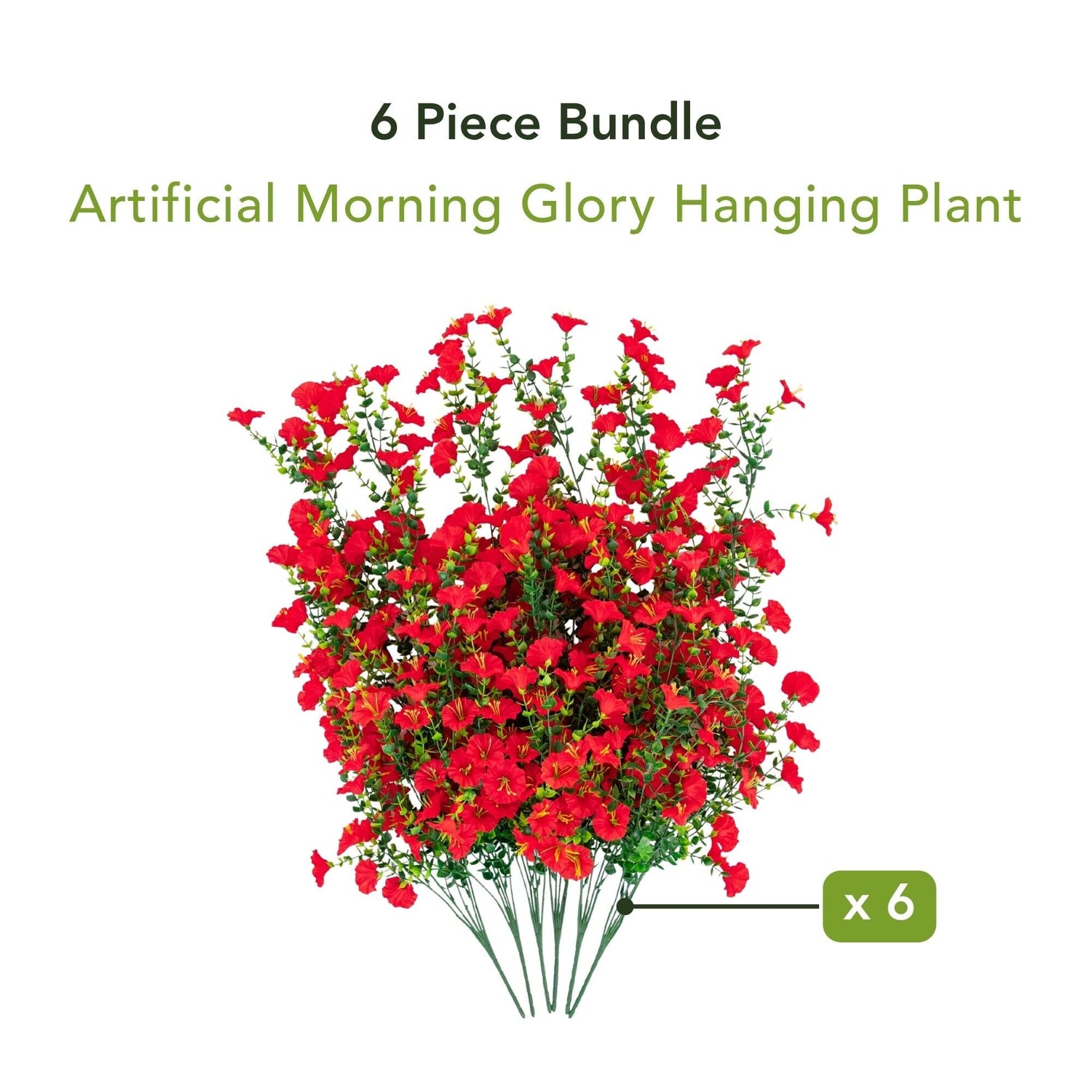30" UV Resistant Artificial Morning Glory Hanging Plant (Indoor/Outdoor) - Set of 6