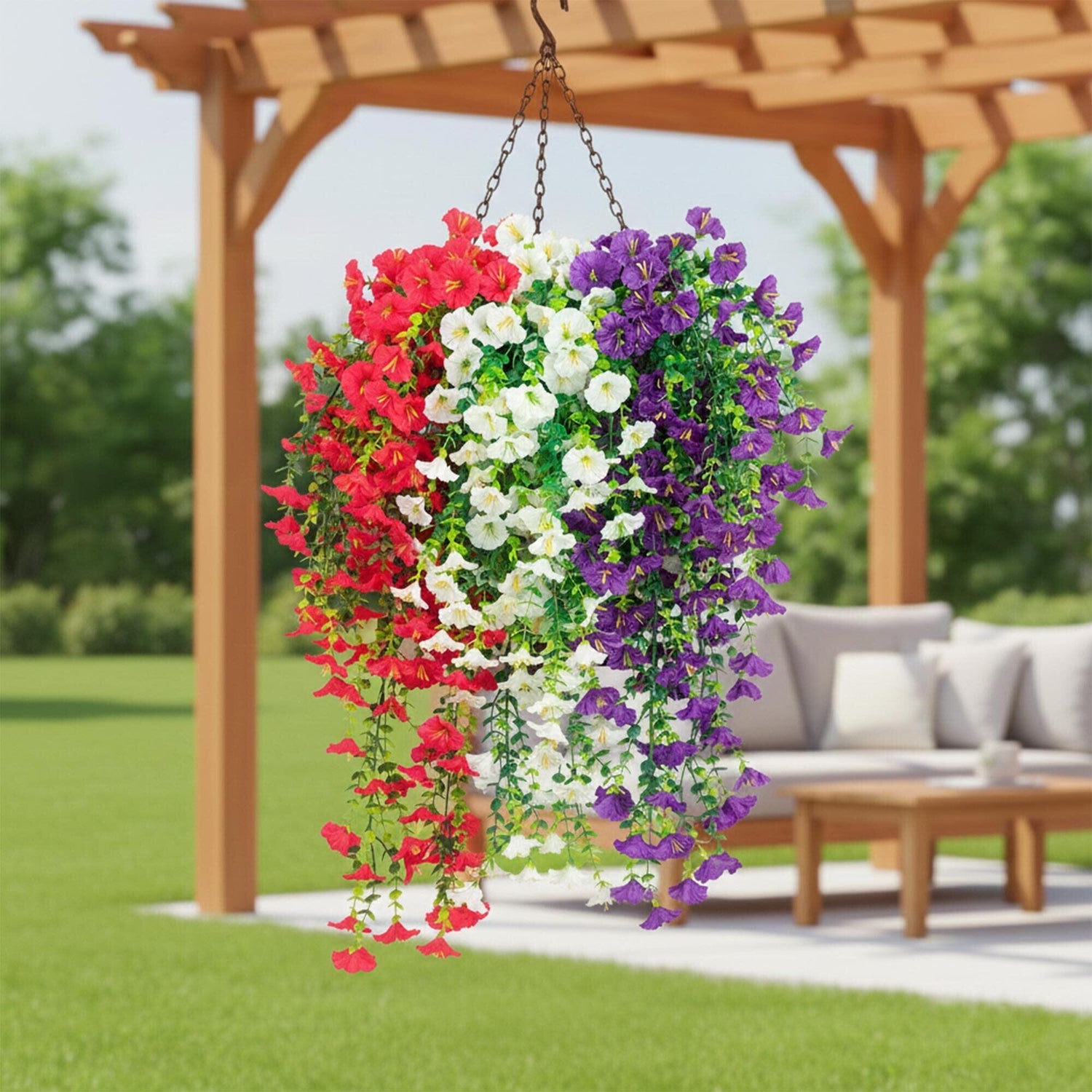 30" UV Resistant Artificial Morning Glory Hanging Plant (Indoor/Outdoor) - Set of 6