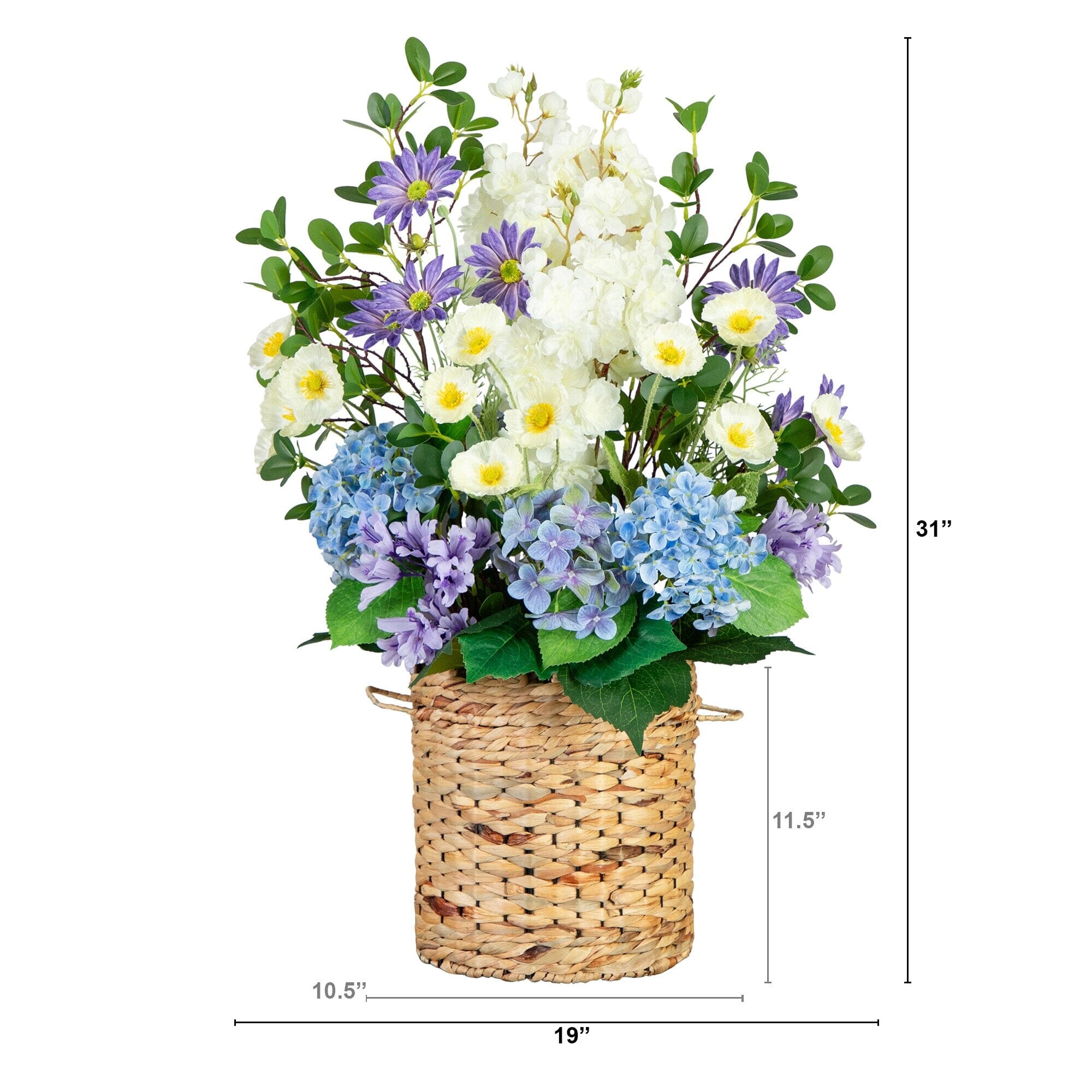 31” Artificial Mixed Flower & Hydrangea Arrangement in Hyacinth