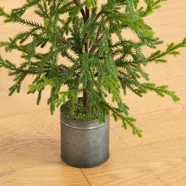 31” Artificial Real Touch Norfolk Island Pine "Natural Look" Christmas Tree in Tin Planter