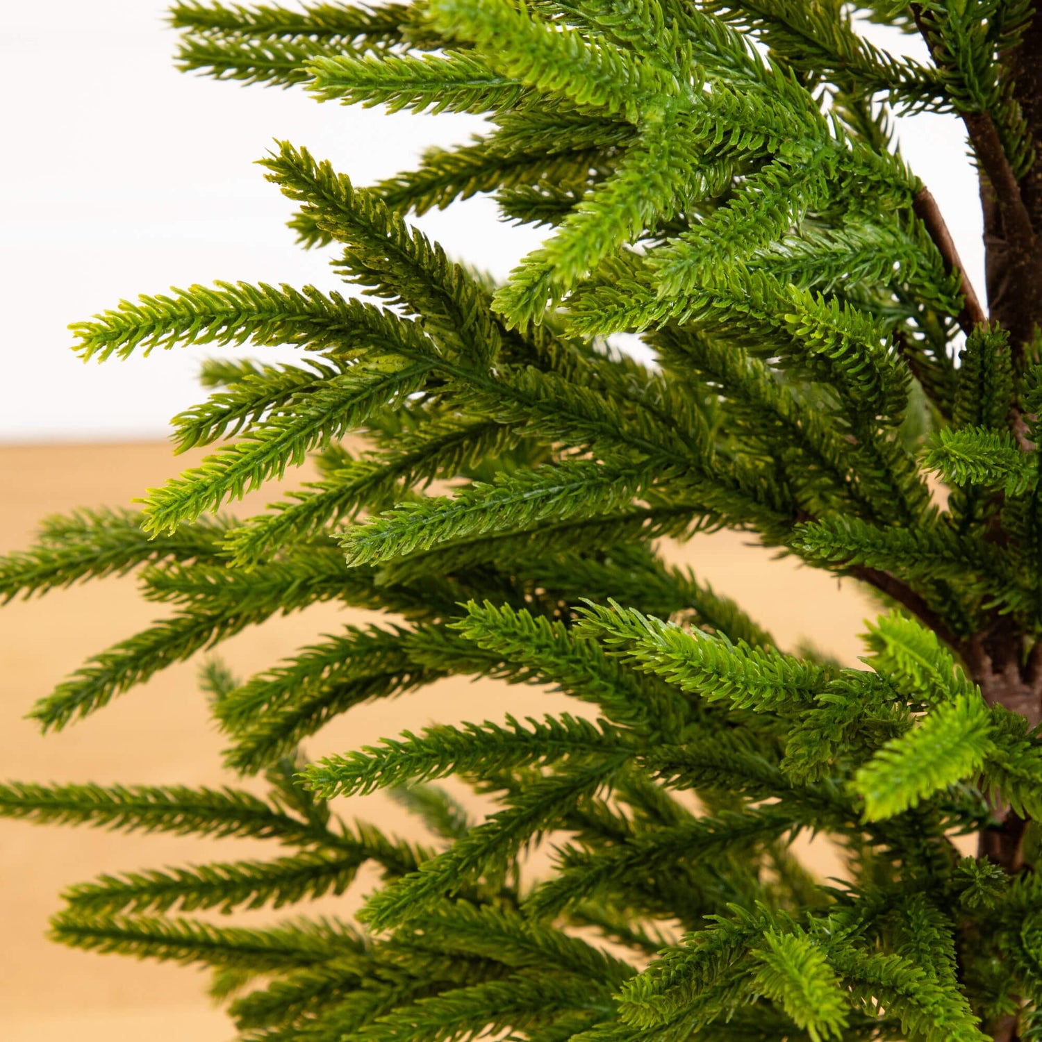 32" Artificial Real Touch Norfolk Island Pine in Christmas Tin Metal Planter with Natural Look
