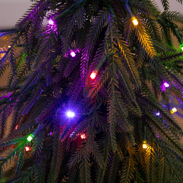 32" Pre-Lit Artificial Weeping Norway Spruce Christmas Tree in Burlap Wrapped Base with 80 LED Lights