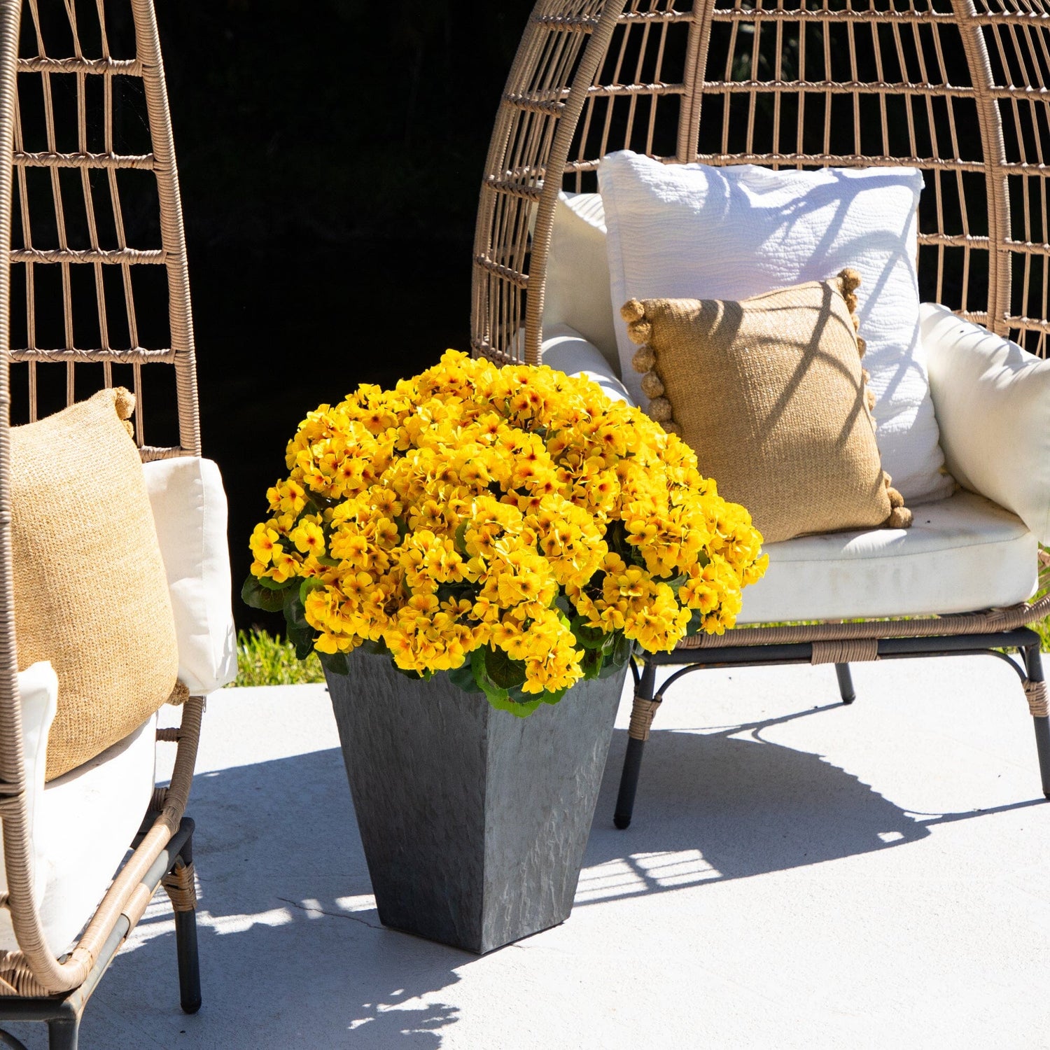 33" UV Resistant Artificial Geranium Plant in Slate Ceramic Planter (Indoor/Outdoor)