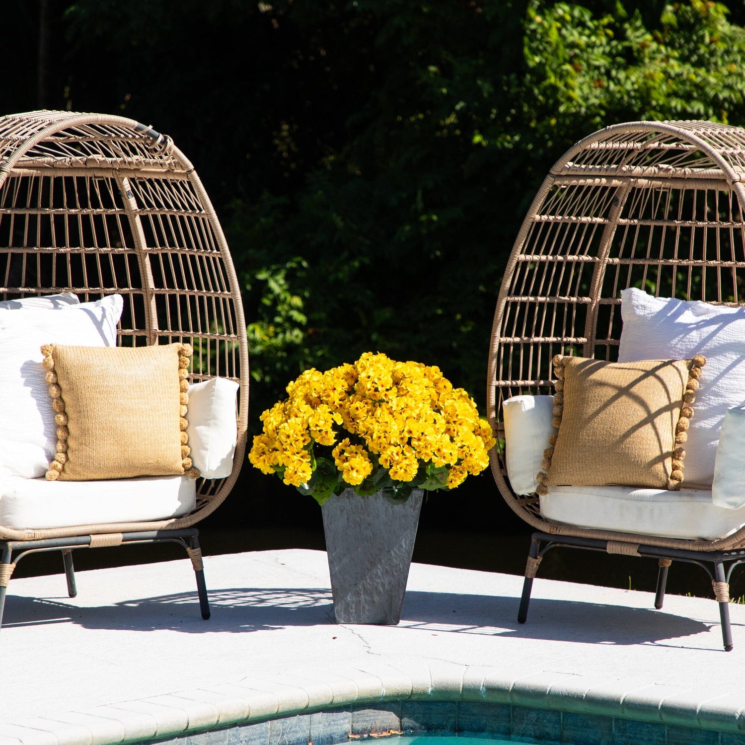 33" UV Resistant Artificial Geranium Plant in Slate Ceramic Planter (Indoor/Outdoor)