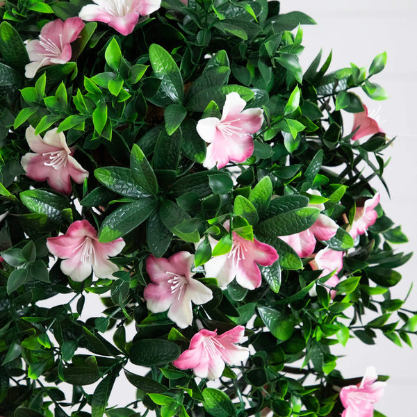 34" UV Resistant Artificial Azalea Hanging Basket (Indoor/Outdoor)