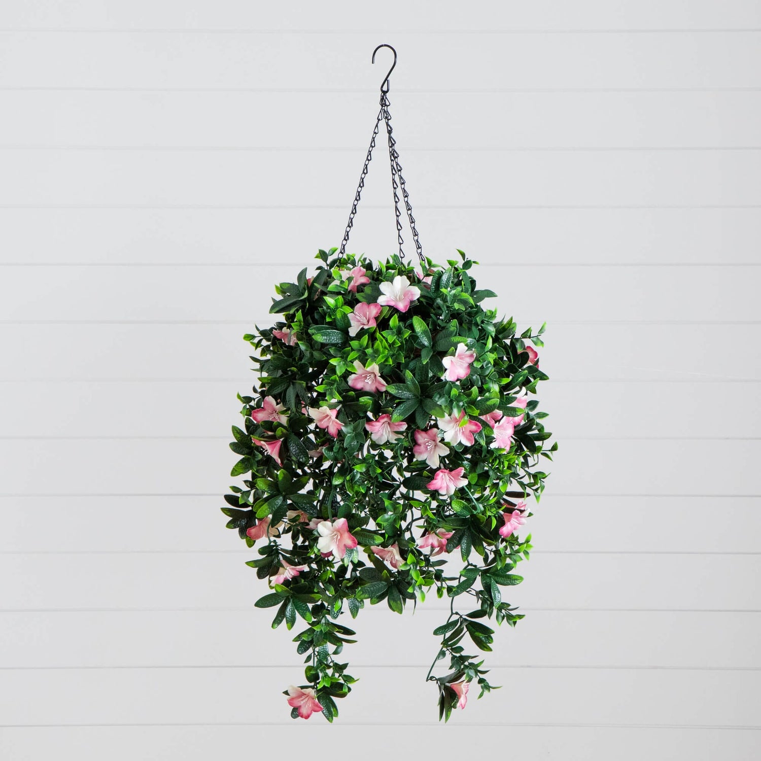 34" UV Resistant Artificial Azalea Hanging Basket (Indoor/Outdoor)