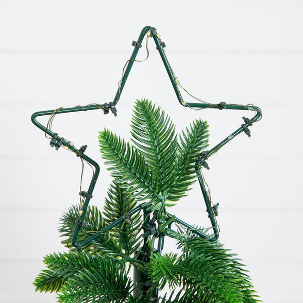 34" UV Resistant Pre-Lit Artificial Spiral Pop Up Christmas Tree with 45 LED Lights and Bow Topper (Indoor/Outdoor)