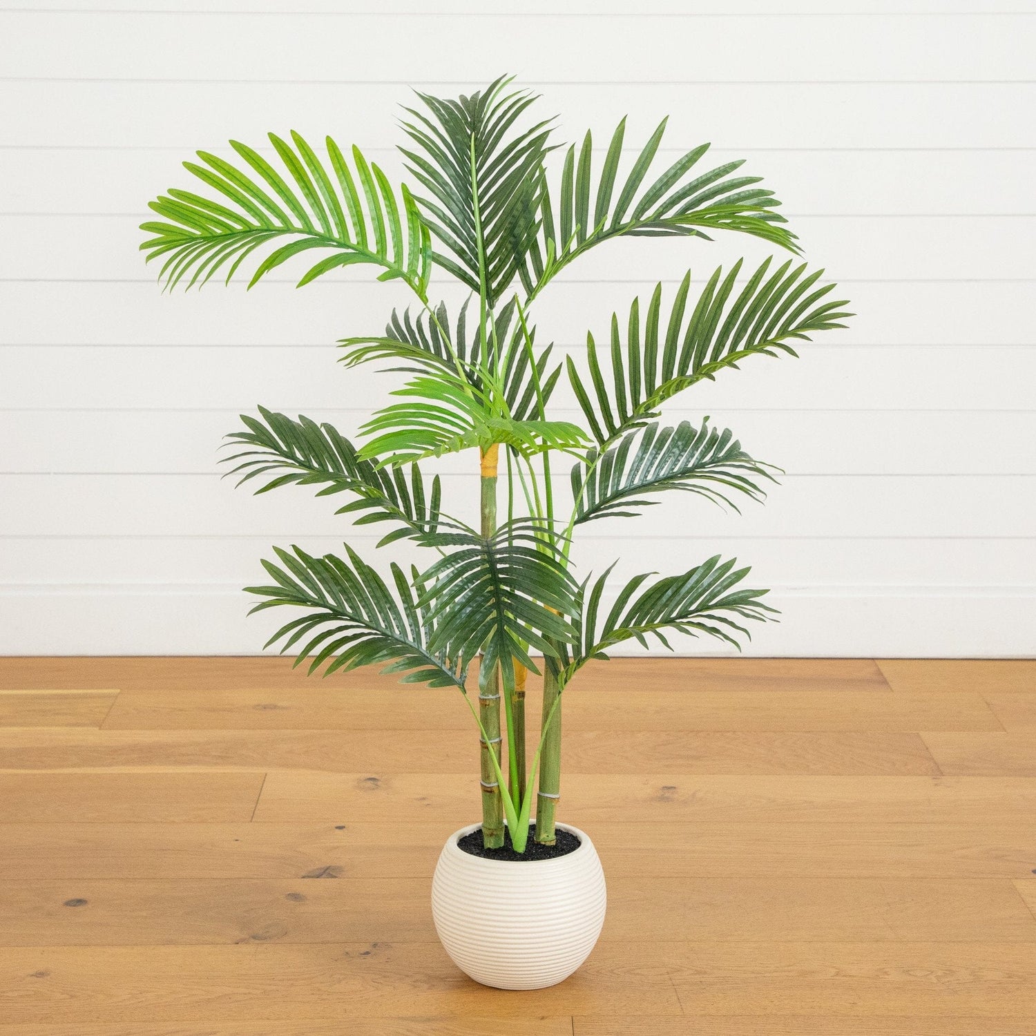 3.5' Artificial Areca Palm Tree in White Round Planter