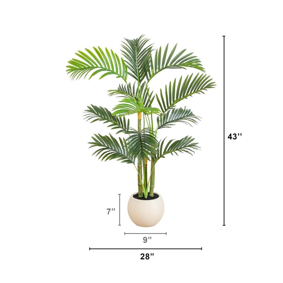 pot size for palm plant 3.5' Artificial Areca Palm Tree in White Round Planter – Nearly Natural