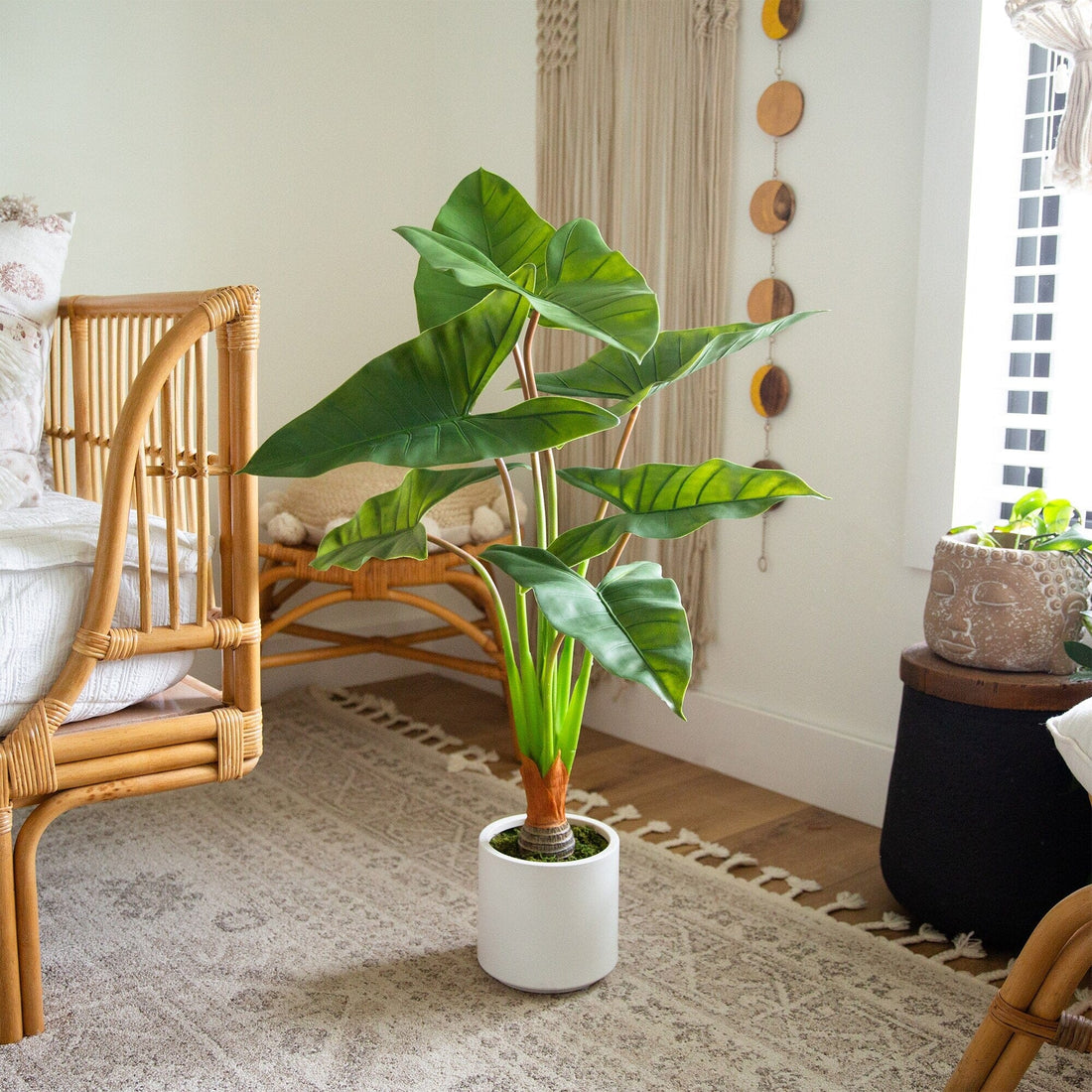 3.5' Artificial Arrowhead Philodendron in White Decorative Planter