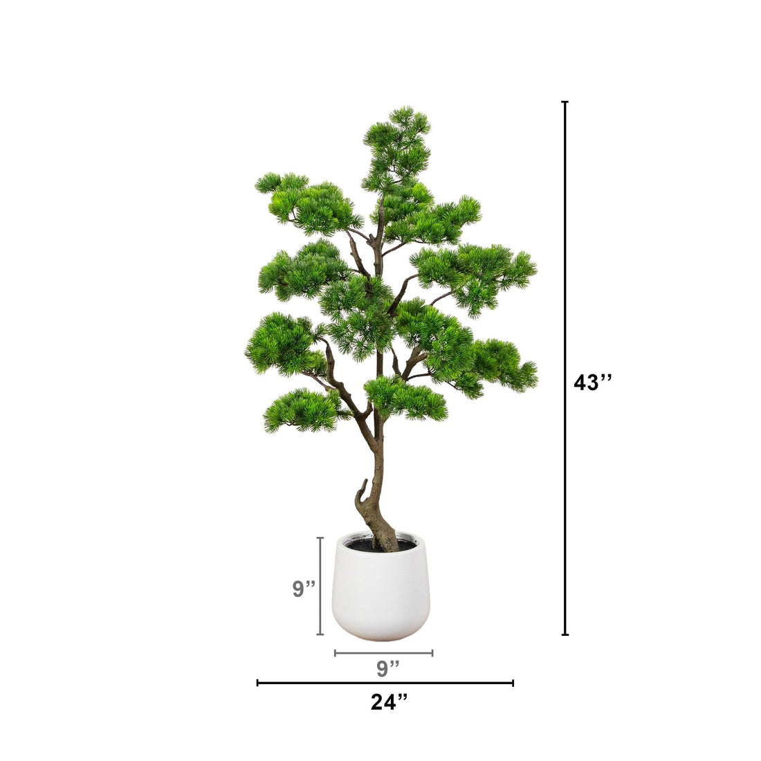 3.5' Artificial Bonsai Style Cedar Tree in Decorative White Planter   Nearly Natural