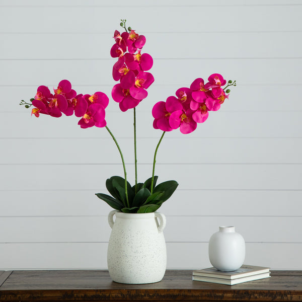 35" Artificial Orchid Flower Stems - Set of 3