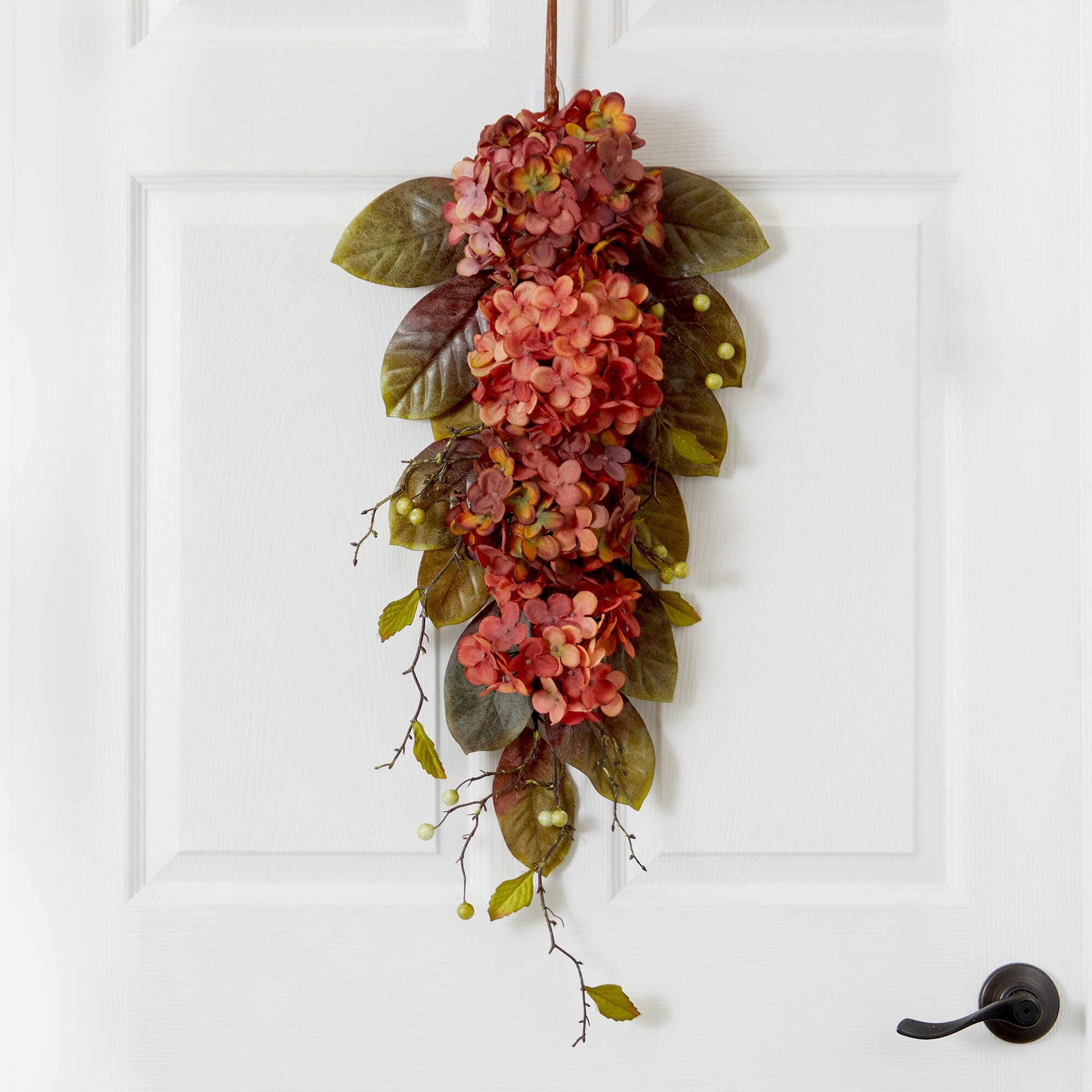 35” Autumn Hydrangea and Berry Artificial Fall Tear Drop | Nearly