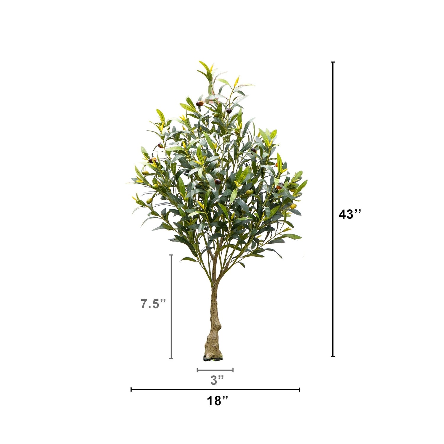 3.5' UV Resistant Artificial Olive Bush with Integrated Ground Stake (Indoor/Outdoor)