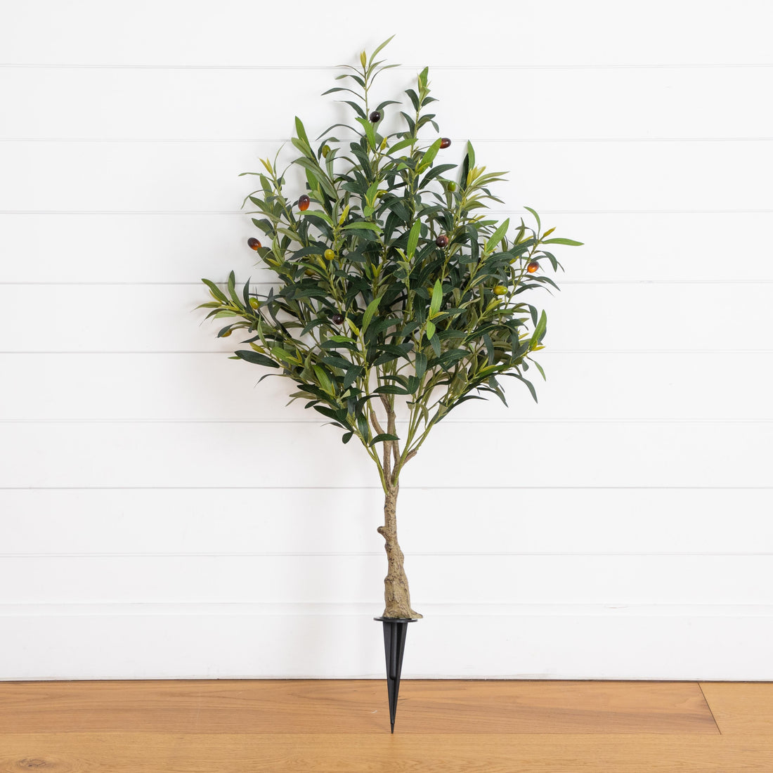 artificial plants indoor olive tree 3.5' UV Resistant Artificial Olive Bush with Integrated Ground Stake (Indoor/Outdoor)