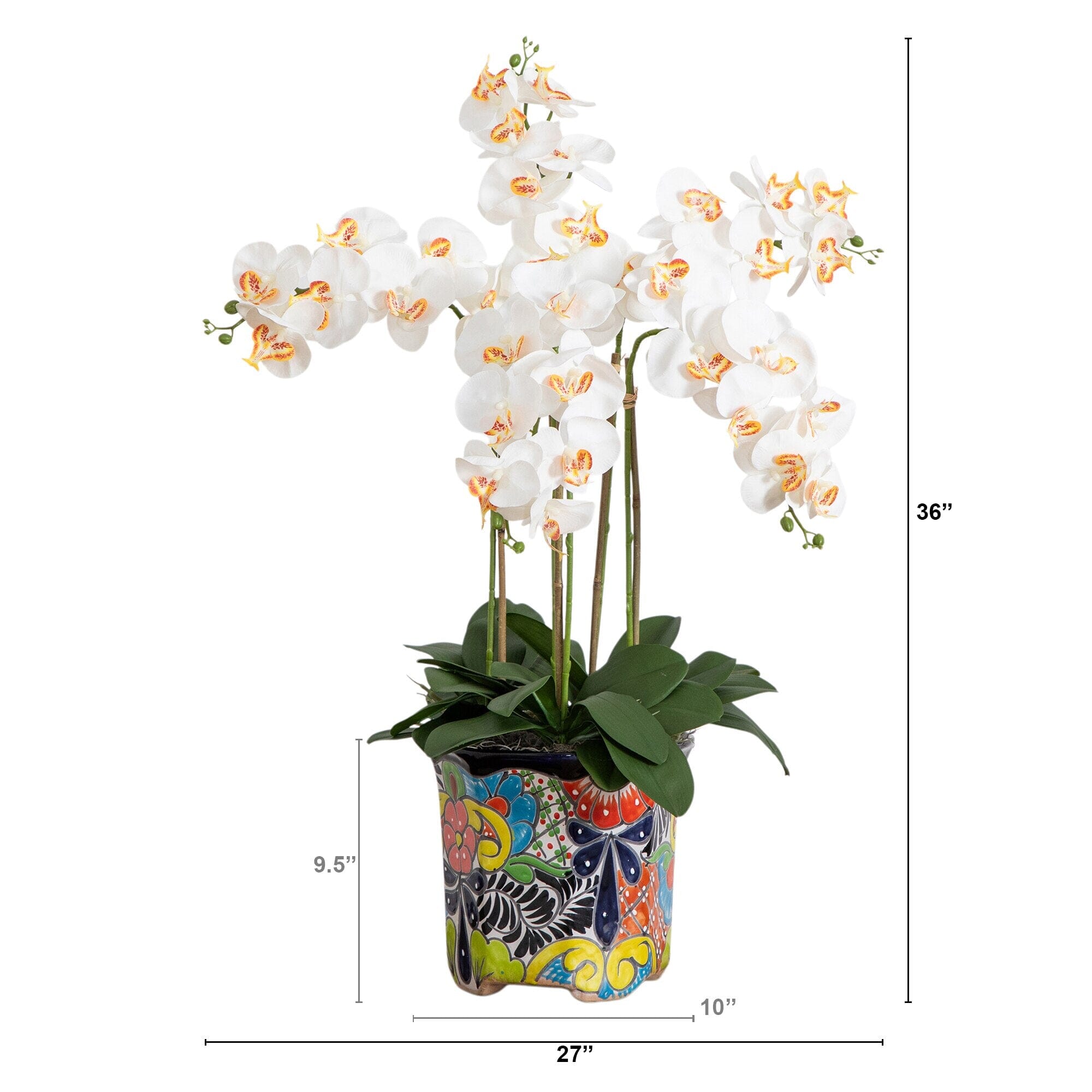 36” Artificial Large Orchid Arrangement in Handmade Mexican