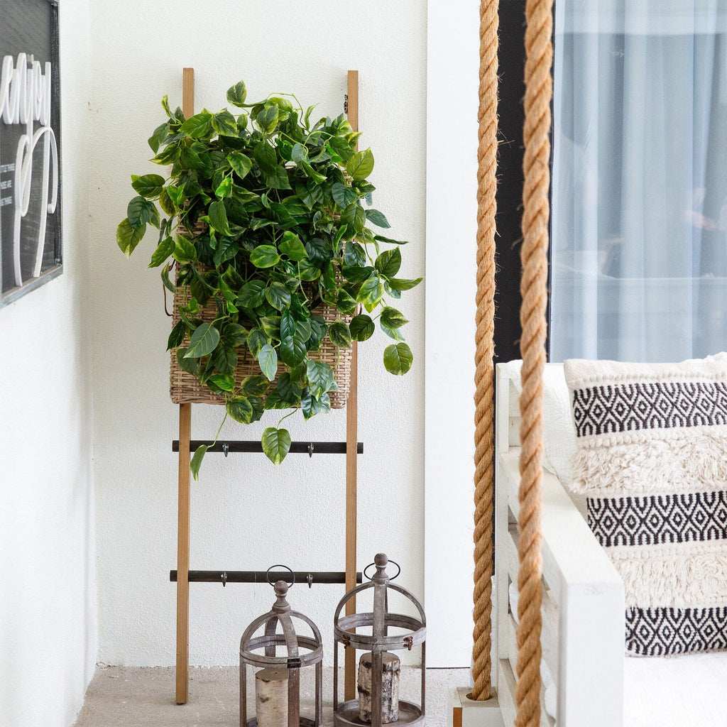 bamboo hanging plant stand Nearly Natural 36in. UV Resistant Artificial Pothos Hanging Plant (Indoor/Outdoor)