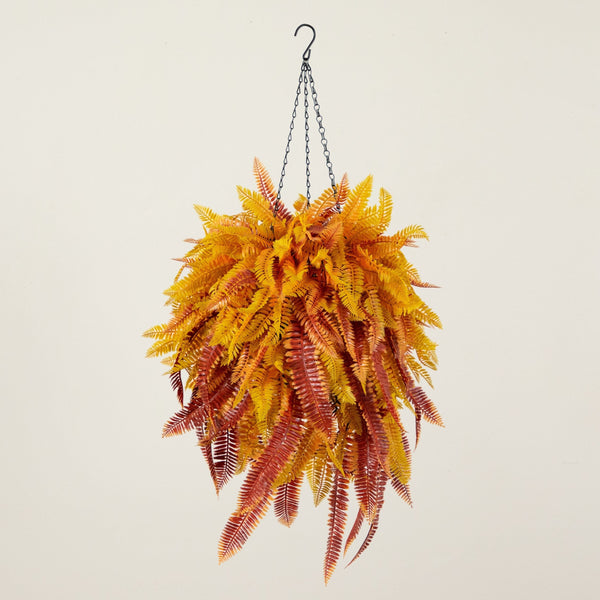 36' UV Resistant Autumn Artificial Fall Fern Hanging Basket (Indoor/Outdoor)