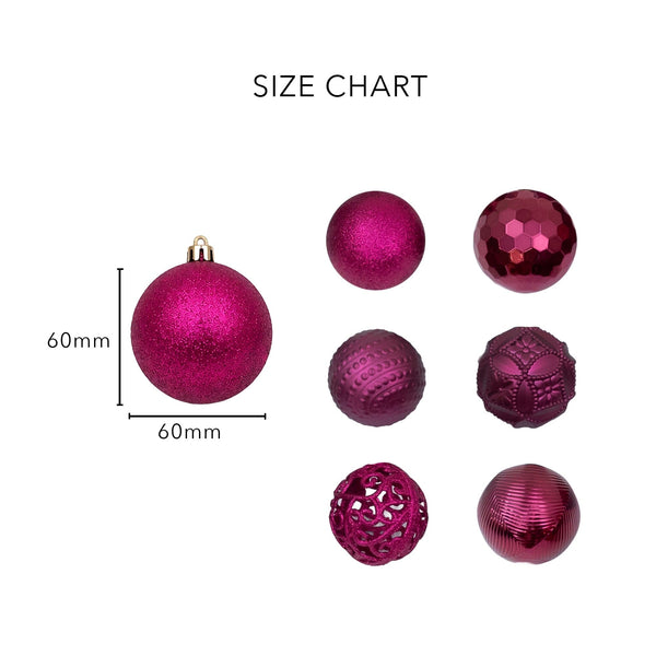 37-pc Fuscia Shatterproof Christmas Ornaments
