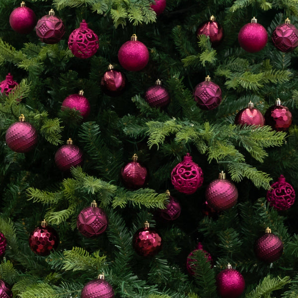 37-pc Fuscia Shatterproof Christmas Ornaments