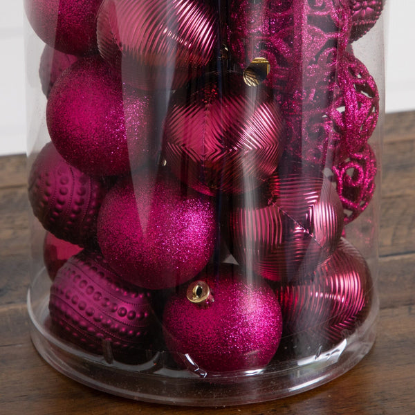 37-pc Fuscia Shatterproof Christmas Ornaments