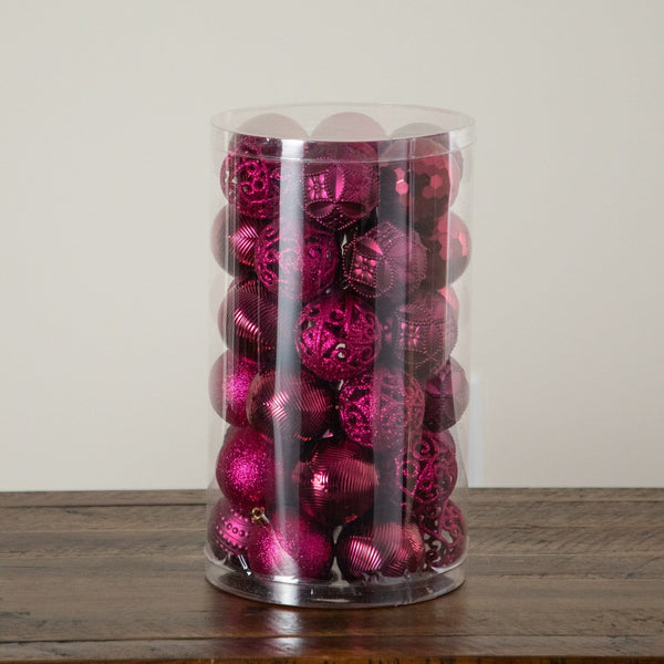 37-pc Fuscia Shatterproof Christmas Ornaments