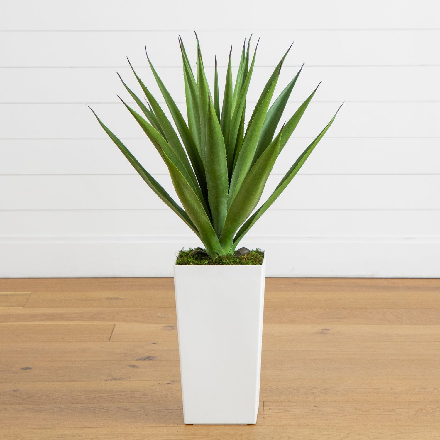 agave indoor plant 37" UV Resistant Artificial Agave Plant in White Tower Planter (Indoor/Outdoor)