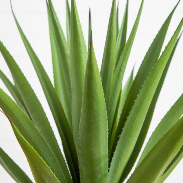 37" UV Resistant Artificial Agave Plant in White Tower Planter (Indoor/Outdoor)