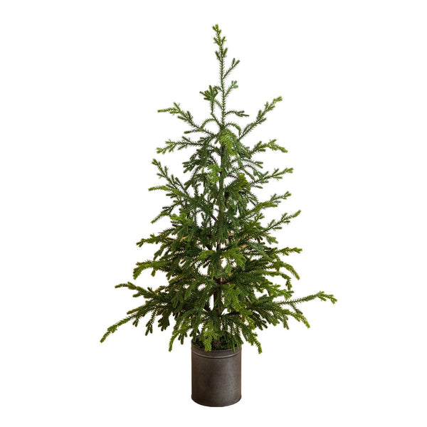 38” Artificial Real Touch "Natural Look" Norfolk Island Pine in Tin Planter