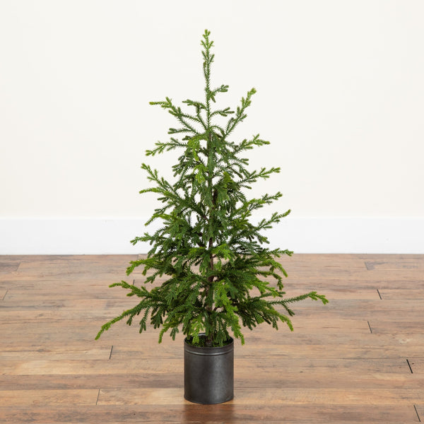 38” Artificial Real Touch "Natural Look" Norfolk Island Pine in Tin Planter