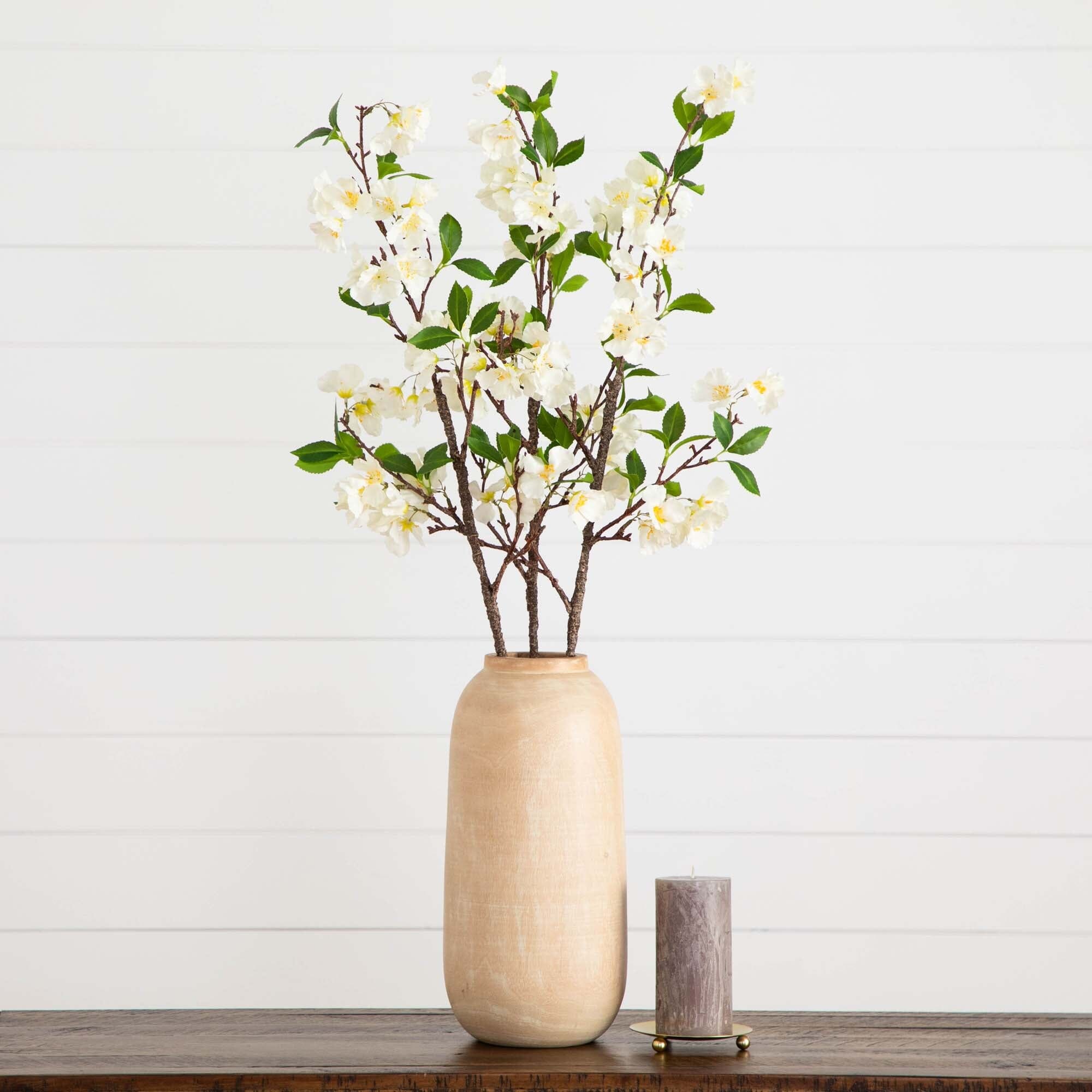 38 Artificial White Blossom Flower Stems Set of 3 Nearly Natural