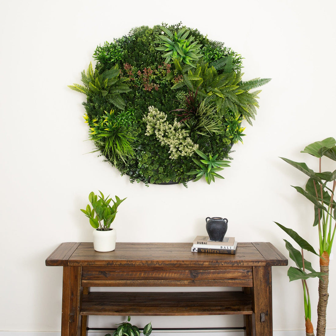 Nearly Natural 38 in. UV Resistant Amazon Rainforest Artificial Living Wall Art Panel in Black Aluminum Frame