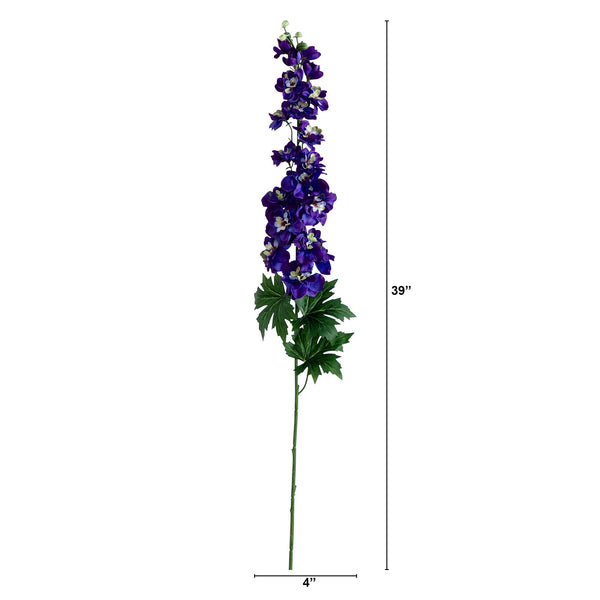 39" Artificial Delphinium Flower Stems- Set of 3