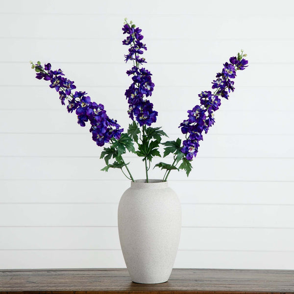 39" Artificial Delphinium Flower Stems- Set of 3