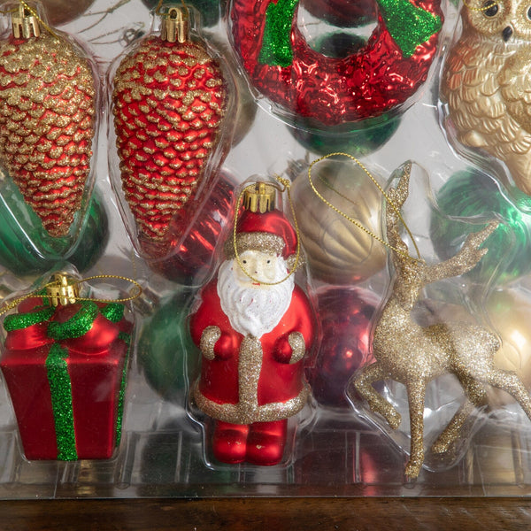 39-pc Red, Green and Gold Assorted Shatterproof Christmas Ornaments