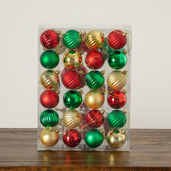 39-pc Red, Green and Gold Assorted Shatterproof Christmas Ornaments