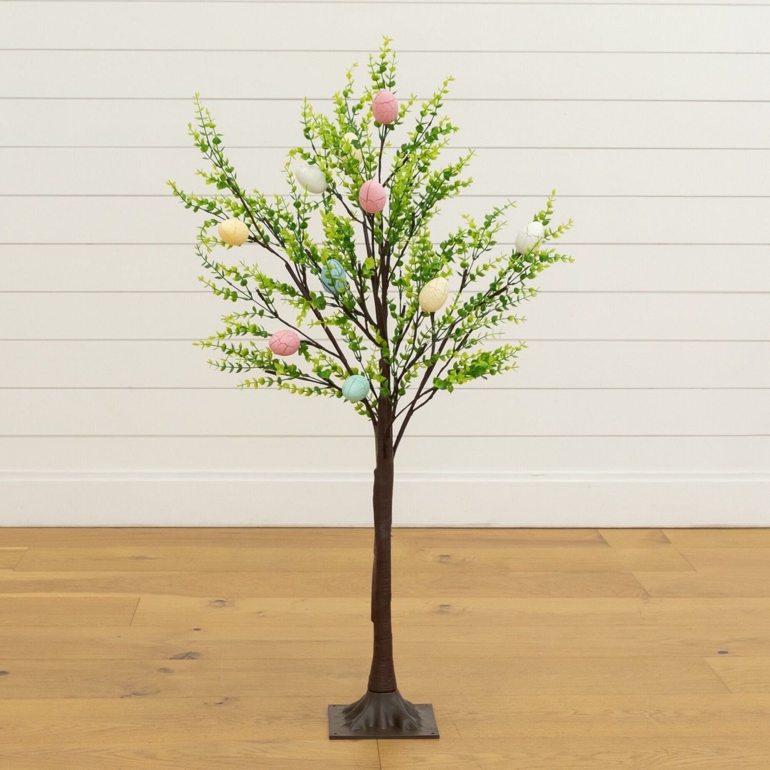 3' Pre-Lit Artificial Easter Egg Twig Tree with Greens and 40 Warm White LED Lights