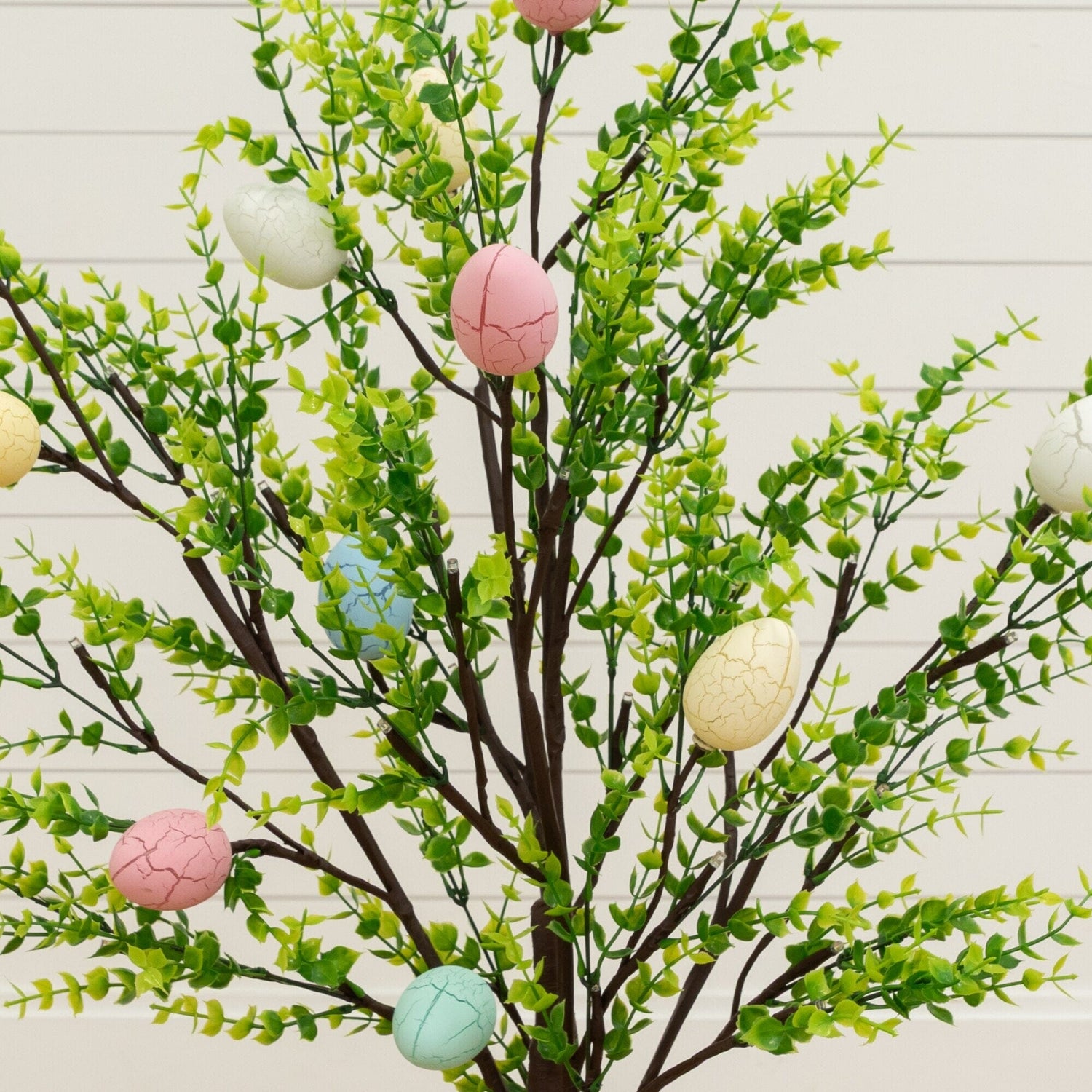 3' Pre-Lit Artificial Easter Egg Twig Tree with Greens and 40 Warm White LED Lights
