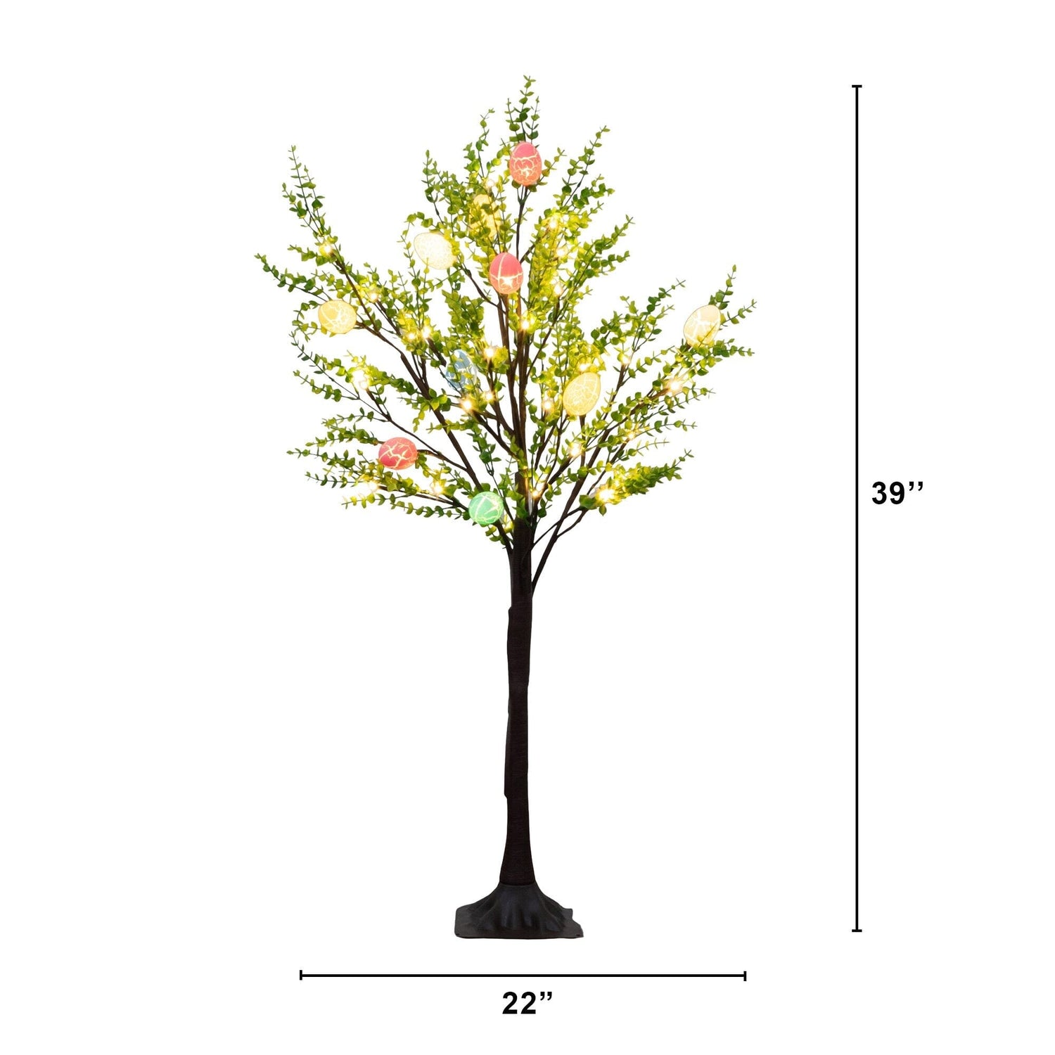 3' Pre-Lit Artificial Easter Egg Twig Tree with Greens and 40 Warm White LED Lights